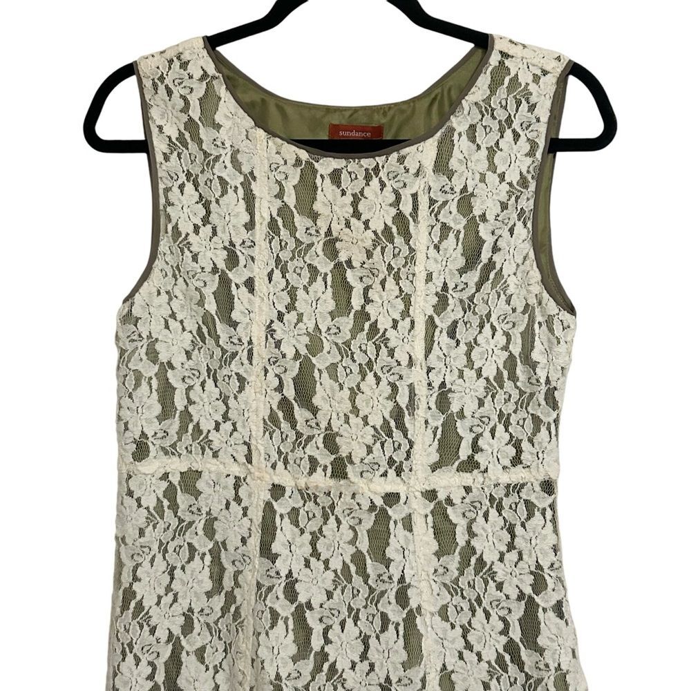 SUNDANCE Boho Ivory Lace Silk Trim Sleeveless A-Line Orly Dress 6 - Picture 4 of 16